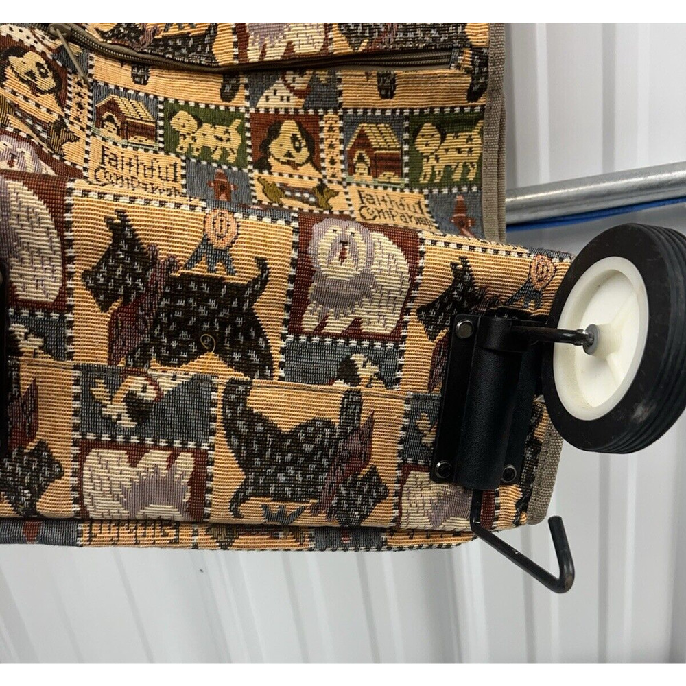 Faithful Companion Tapestry Shopping Travel Tote Bag Wheels Folding, Collapsable - Picture 5 of 5